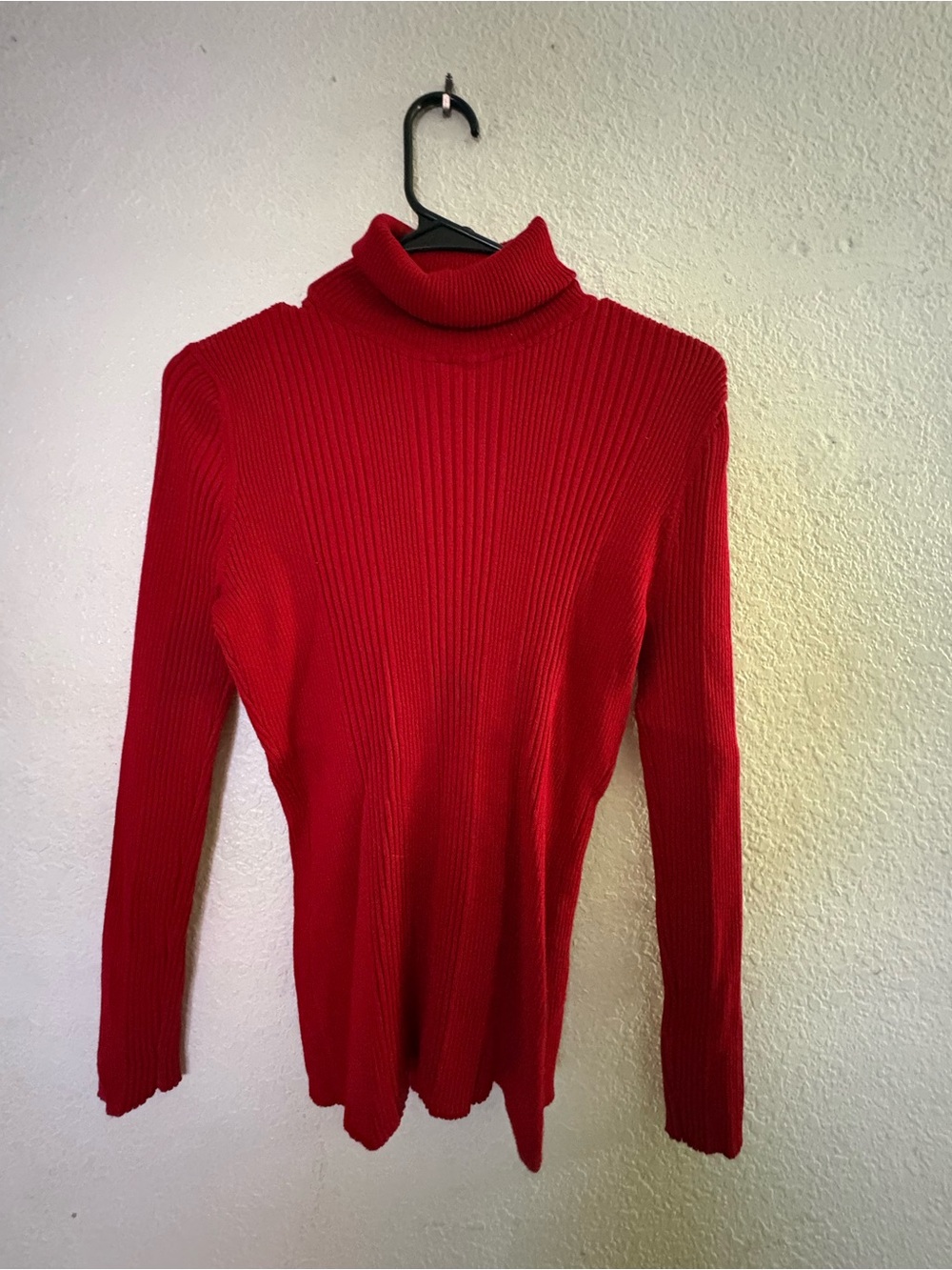 united states sweaters Red Ribbed Turtleneck Sweater for Women